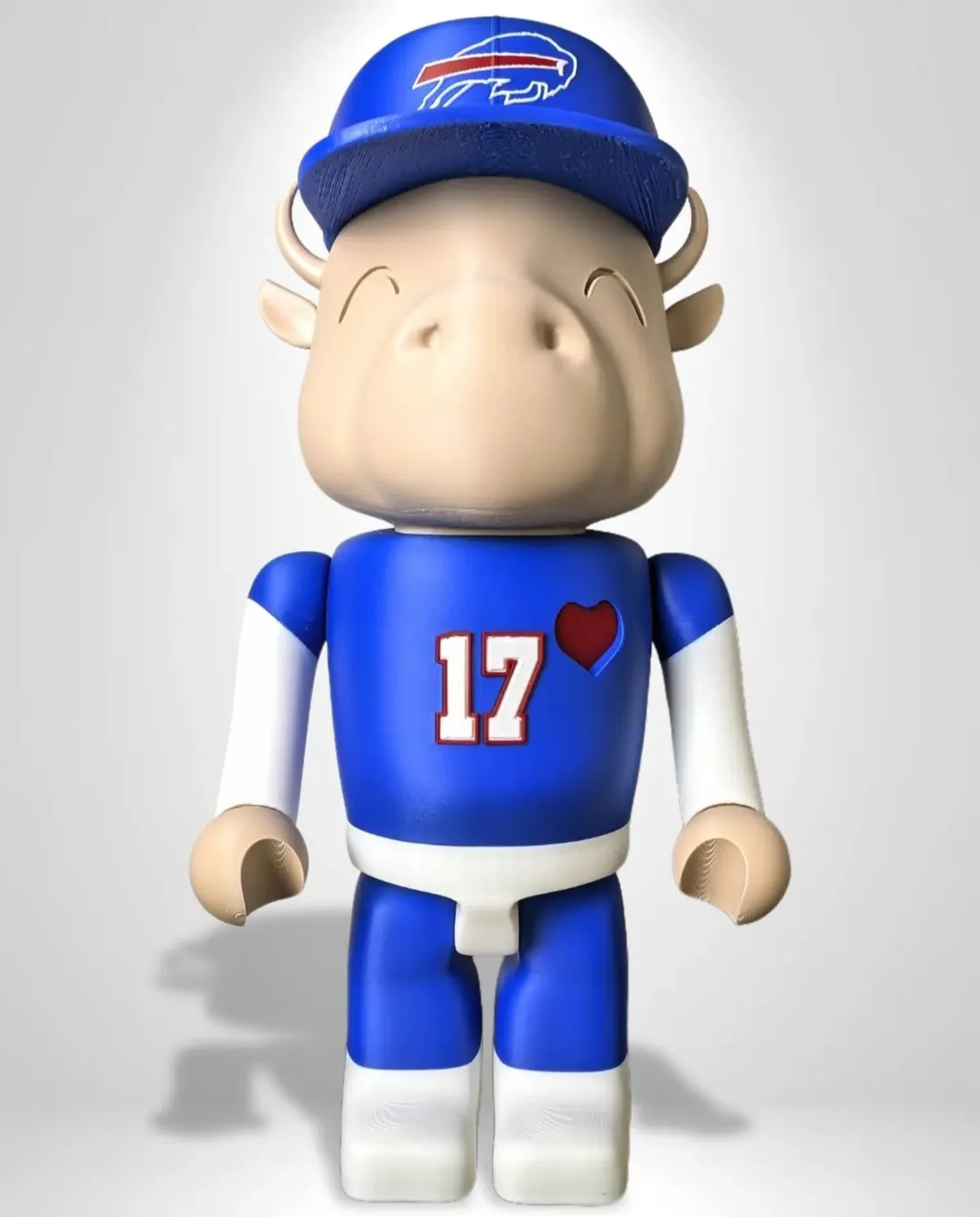 A Happi Buffalo in a Buffalo Bills number 17 jersey and cap, an unofficial fan tribute